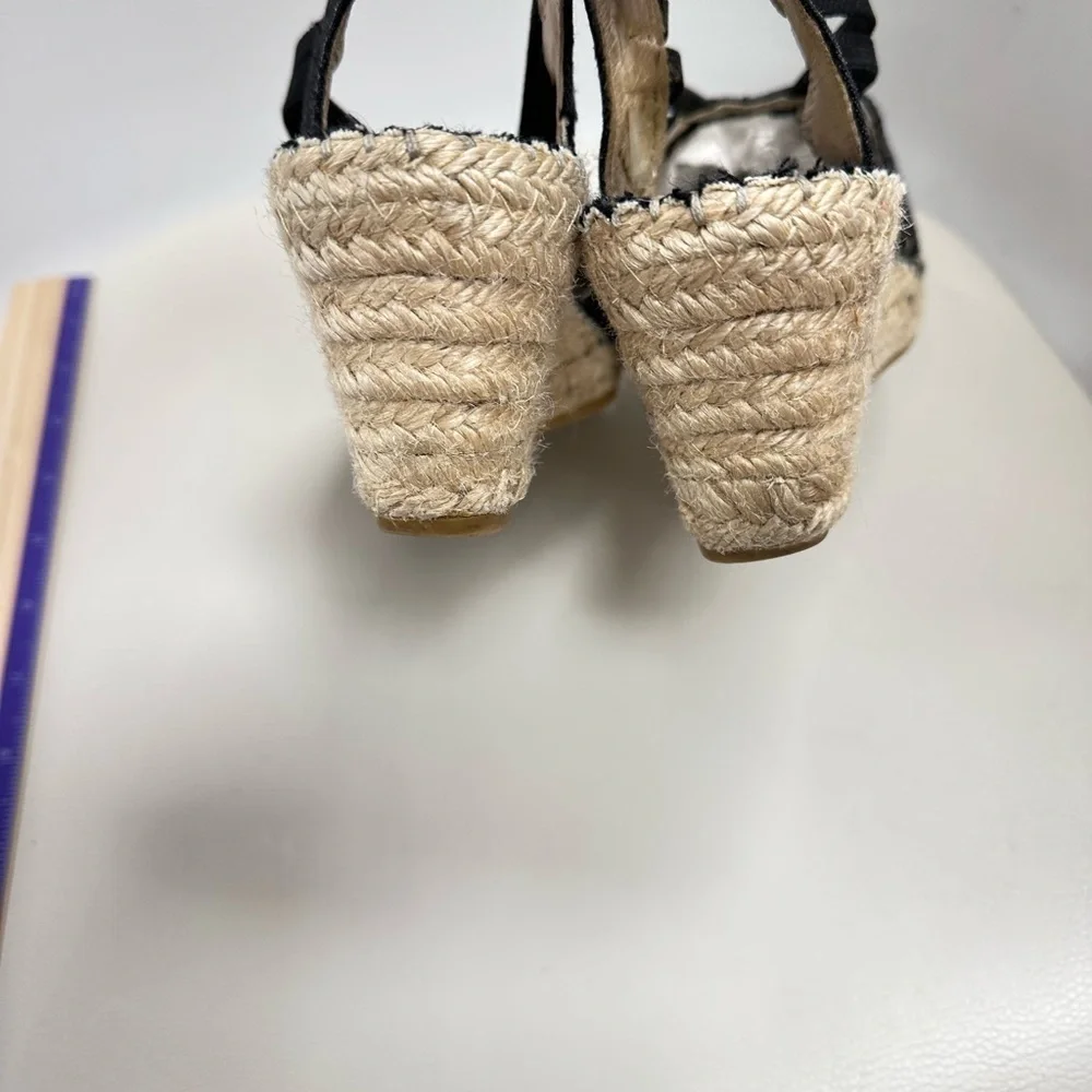 Vidorreta Black Canvas Espadrille Wedges | Size 36 (US 5.5–6)